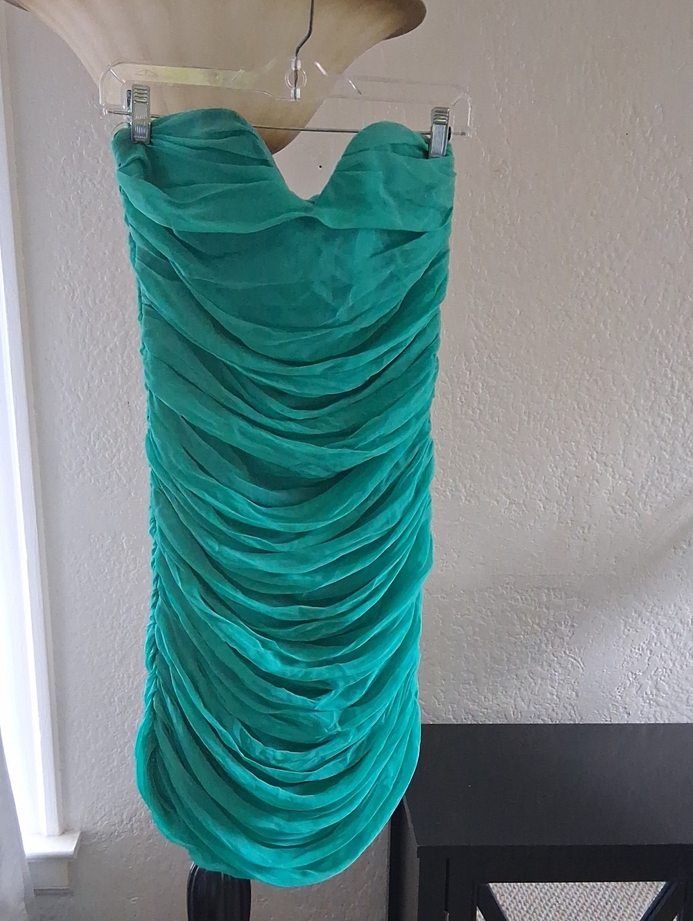 INTERMIX Strapless Ruched Aqua Cocktail Dress